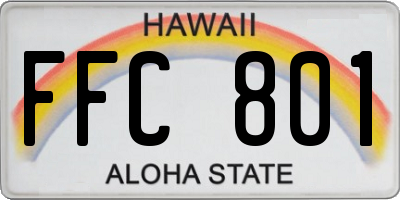 HI license plate FFC801