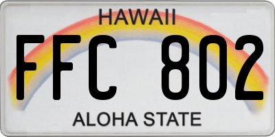 HI license plate FFC802