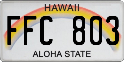 HI license plate FFC803