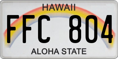 HI license plate FFC804