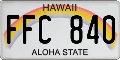 HI license plate FFC840