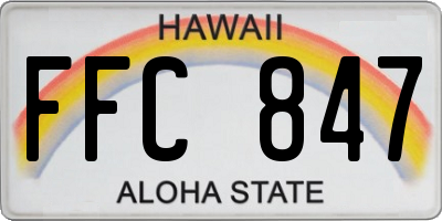 HI license plate FFC847