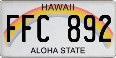 HI license plate FFC892