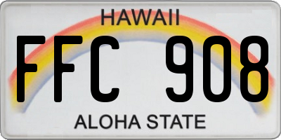 HI license plate FFC908