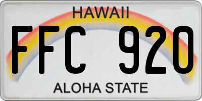 HI license plate FFC920