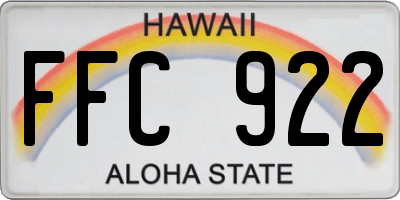 HI license plate FFC922
