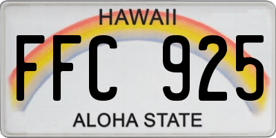 HI license plate FFC925