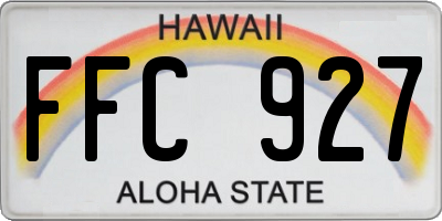 HI license plate FFC927