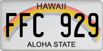 HI license plate FFC929