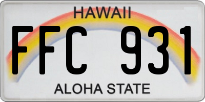 HI license plate FFC931