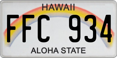 HI license plate FFC934