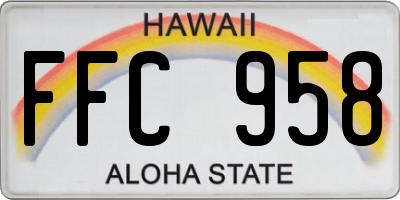 HI license plate FFC958