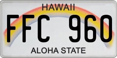 HI license plate FFC960