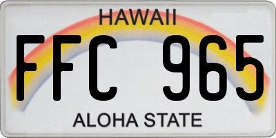 HI license plate FFC965