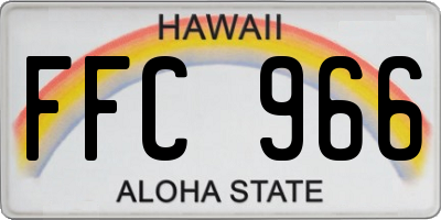 HI license plate FFC966