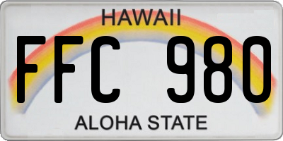 HI license plate FFC980