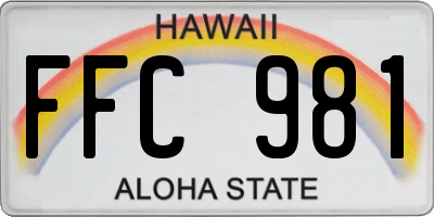 HI license plate FFC981