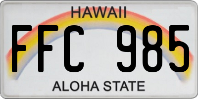 HI license plate FFC985