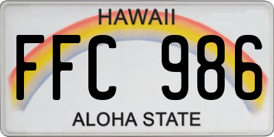 HI license plate FFC986