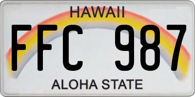 HI license plate FFC987