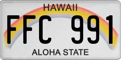 HI license plate FFC991