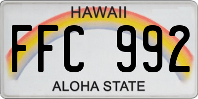 HI license plate FFC992