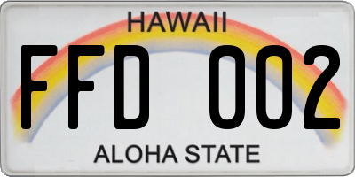 HI license plate FFD002