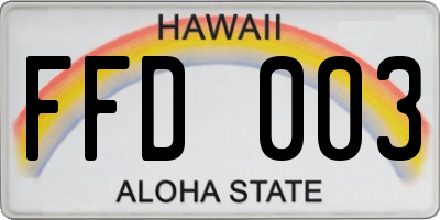HI license plate FFD003
