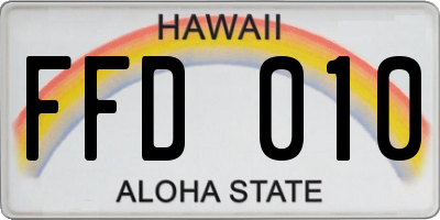 HI license plate FFD010