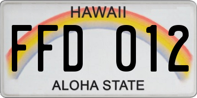 HI license plate FFD012