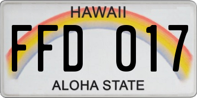 HI license plate FFD017
