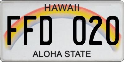 HI license plate FFD020