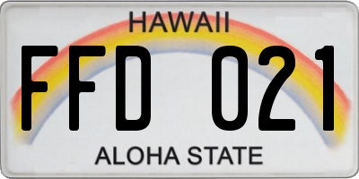HI license plate FFD021