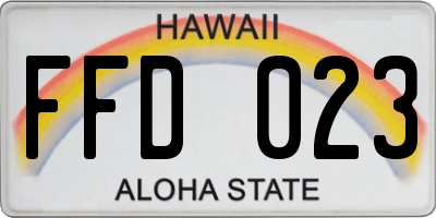 HI license plate FFD023