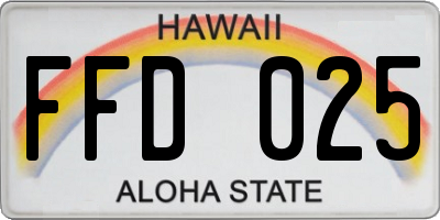 HI license plate FFD025