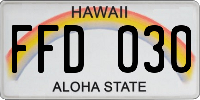 HI license plate FFD030