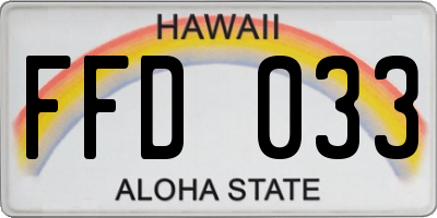 HI license plate FFD033