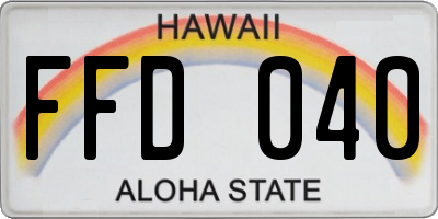 HI license plate FFD040