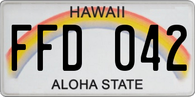 HI license plate FFD042