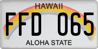 HI license plate FFD065