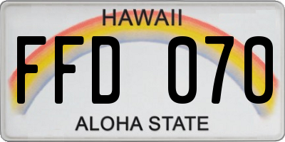 HI license plate FFD070