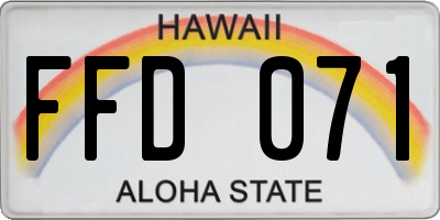 HI license plate FFD071