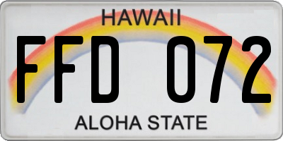 HI license plate FFD072