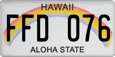 HI license plate FFD076