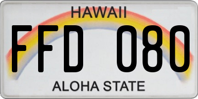 HI license plate FFD080