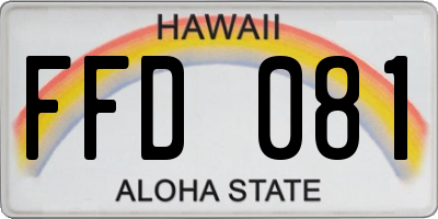 HI license plate FFD081
