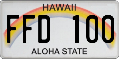 HI license plate FFD100