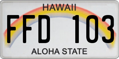 HI license plate FFD103