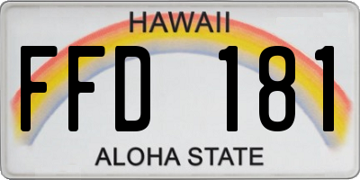 HI license plate FFD181