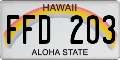 HI license plate FFD203